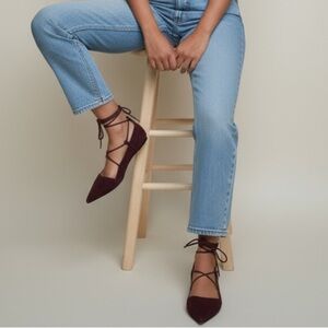 PURA LOPEZ -MAROON ANKLE TIE SUEDE PUMPS HEELS S4